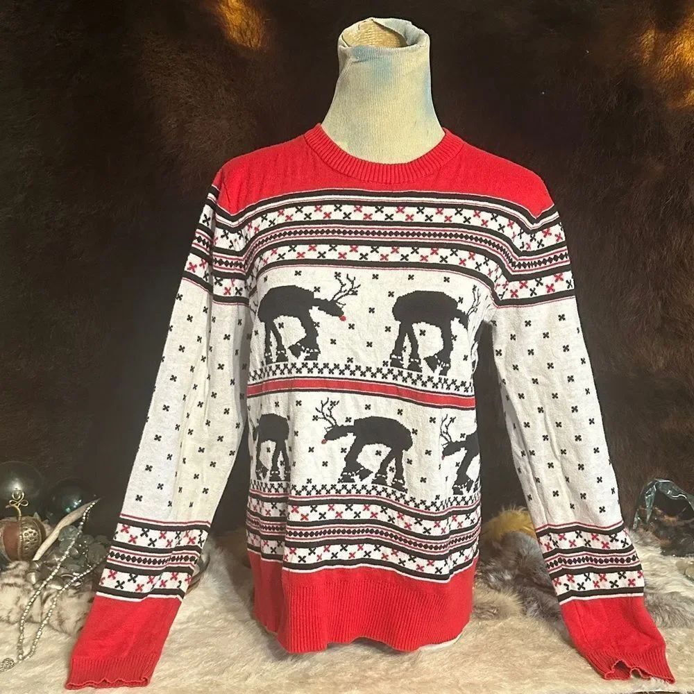 Star Wars Red and White Christmas Sweater S (5165)